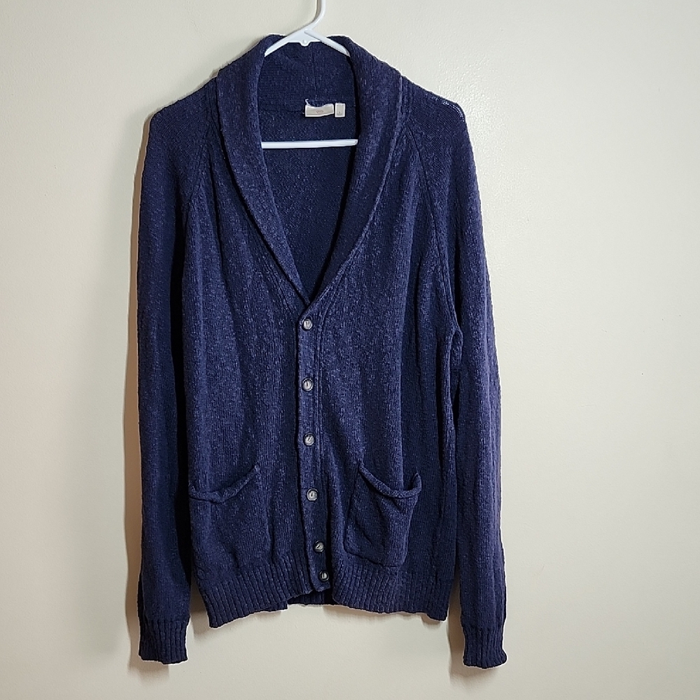 AG Adriano Goldschmied Deep Blue Cardigan Sweater 100% Cotton Womens Large